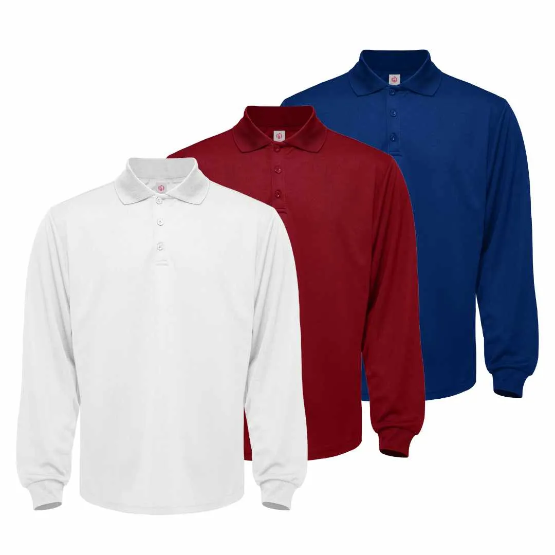 3 Pack Men's Long Sleeve Quick Dry Polo Shirts