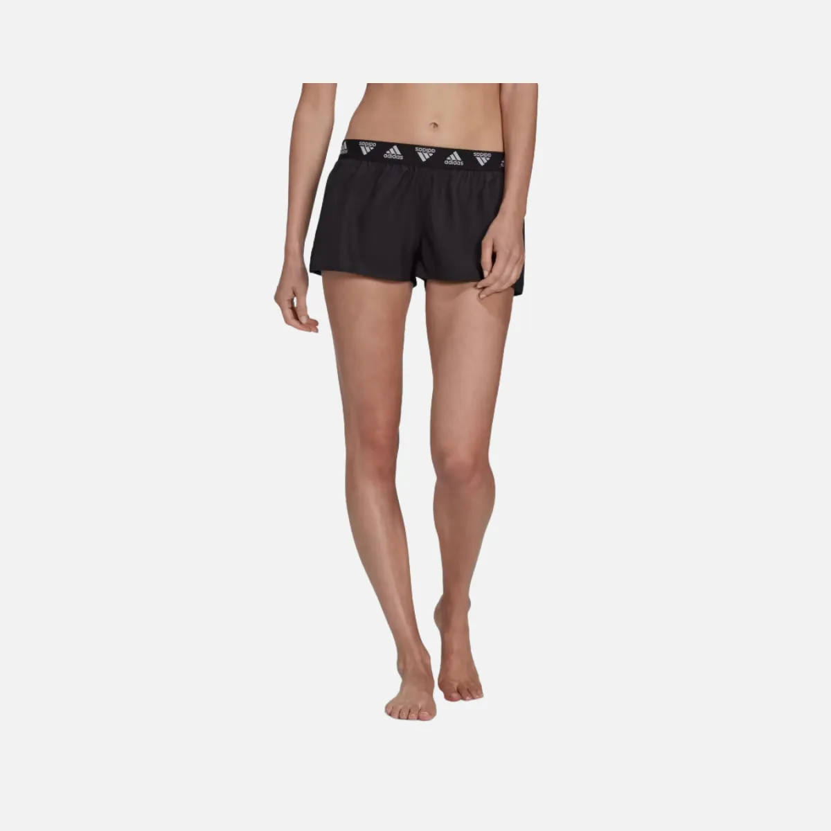 Adidas Branded Beach Women's Swim Shorts -Black/White