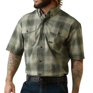 Ariat® Men's Rebar Made Tough DuraStretch™ Green Plaid Shirt 10043490