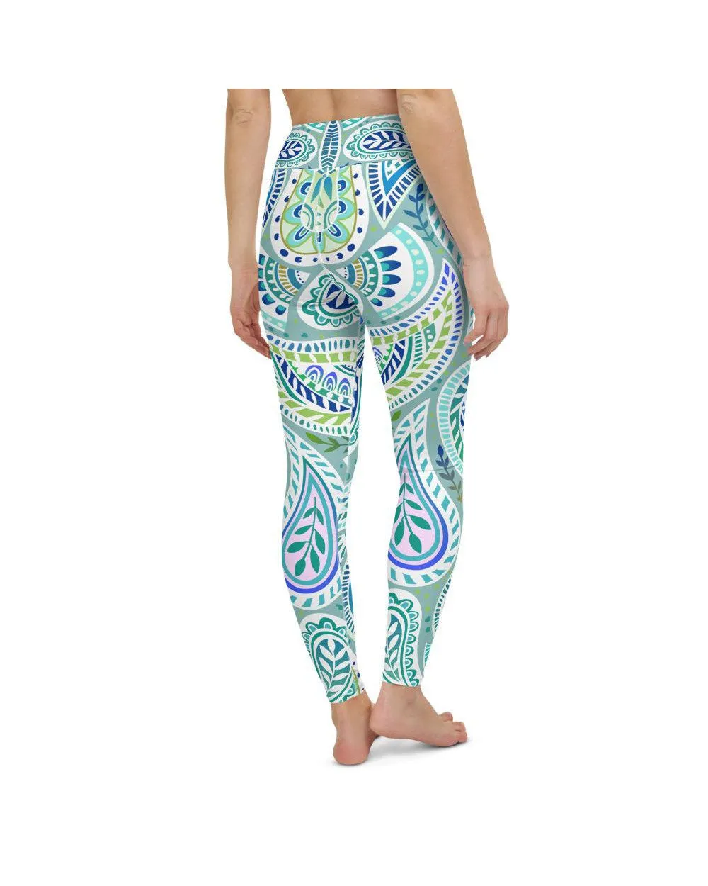 Blue and Green Paisley Yoga Pants