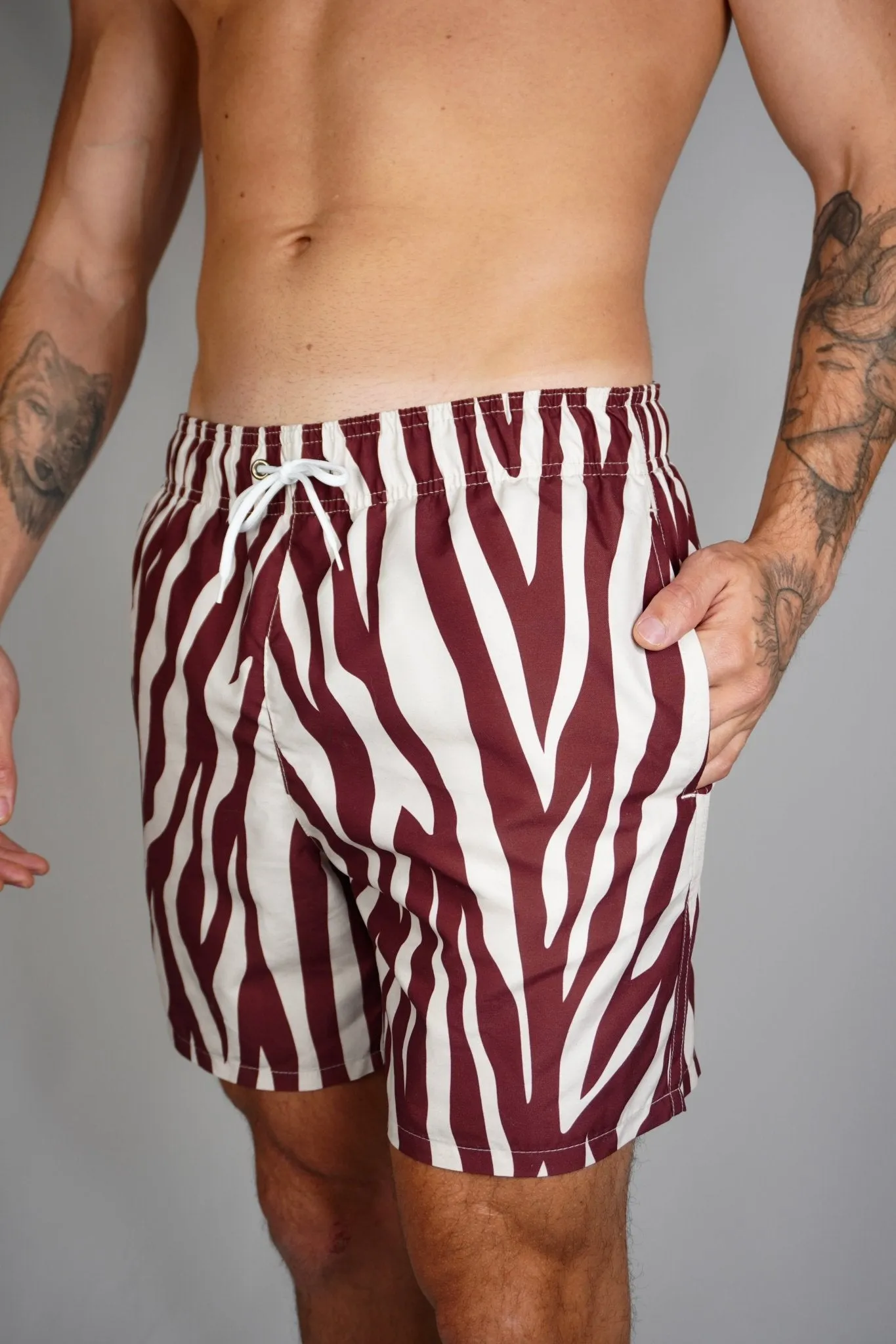 Brown Zebra Swim Shorts