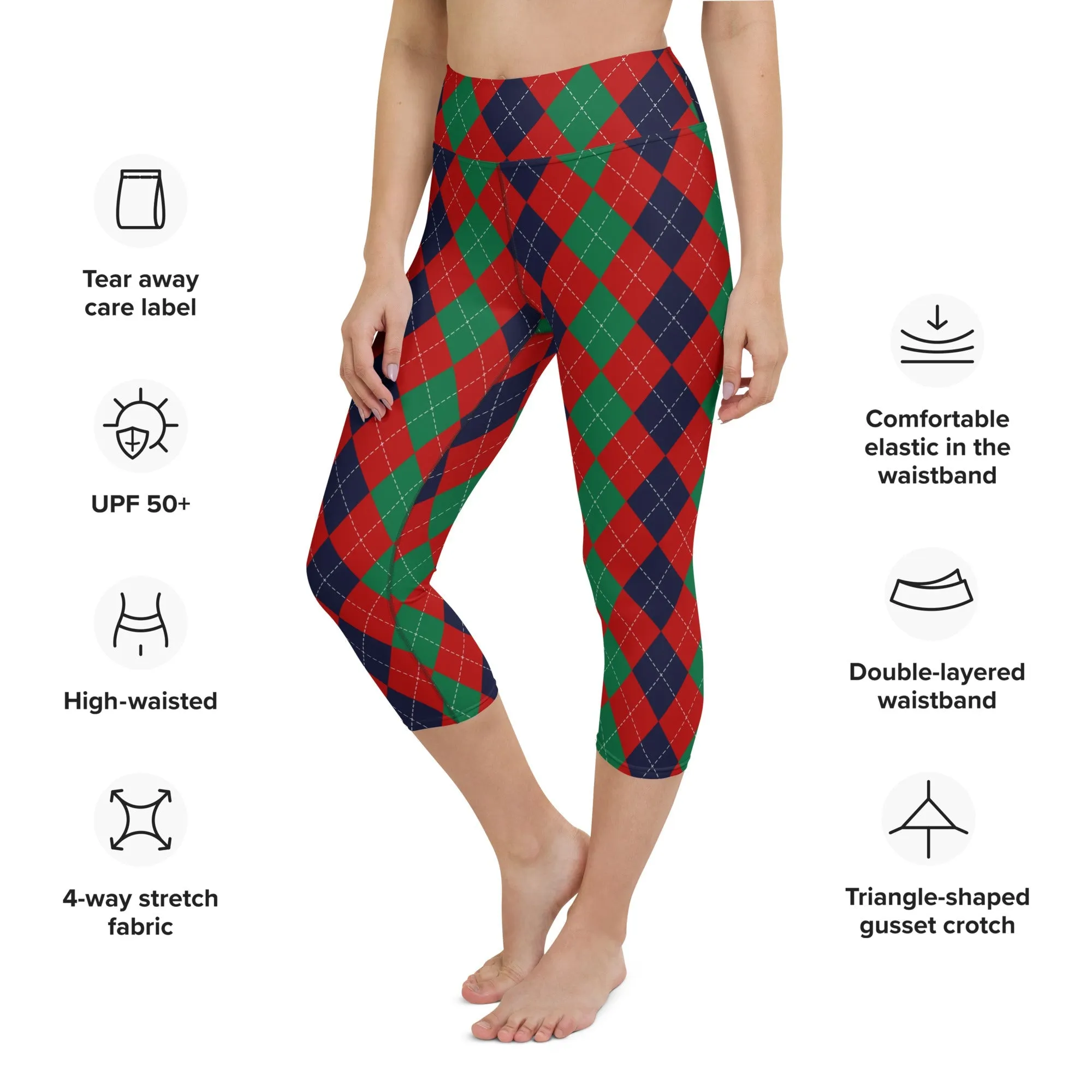 Christmas Argyle Yoga Capris