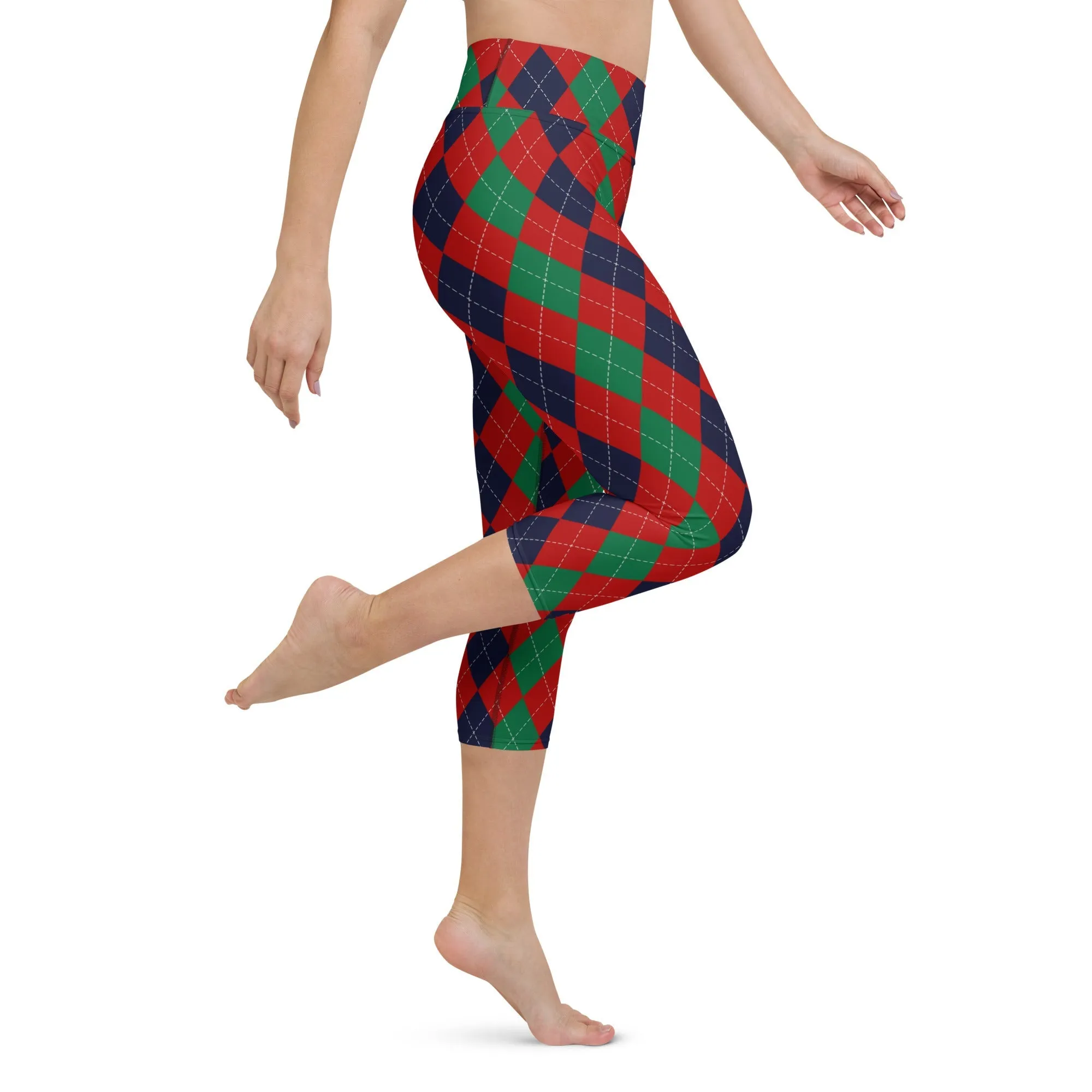 Christmas Argyle Yoga Capris