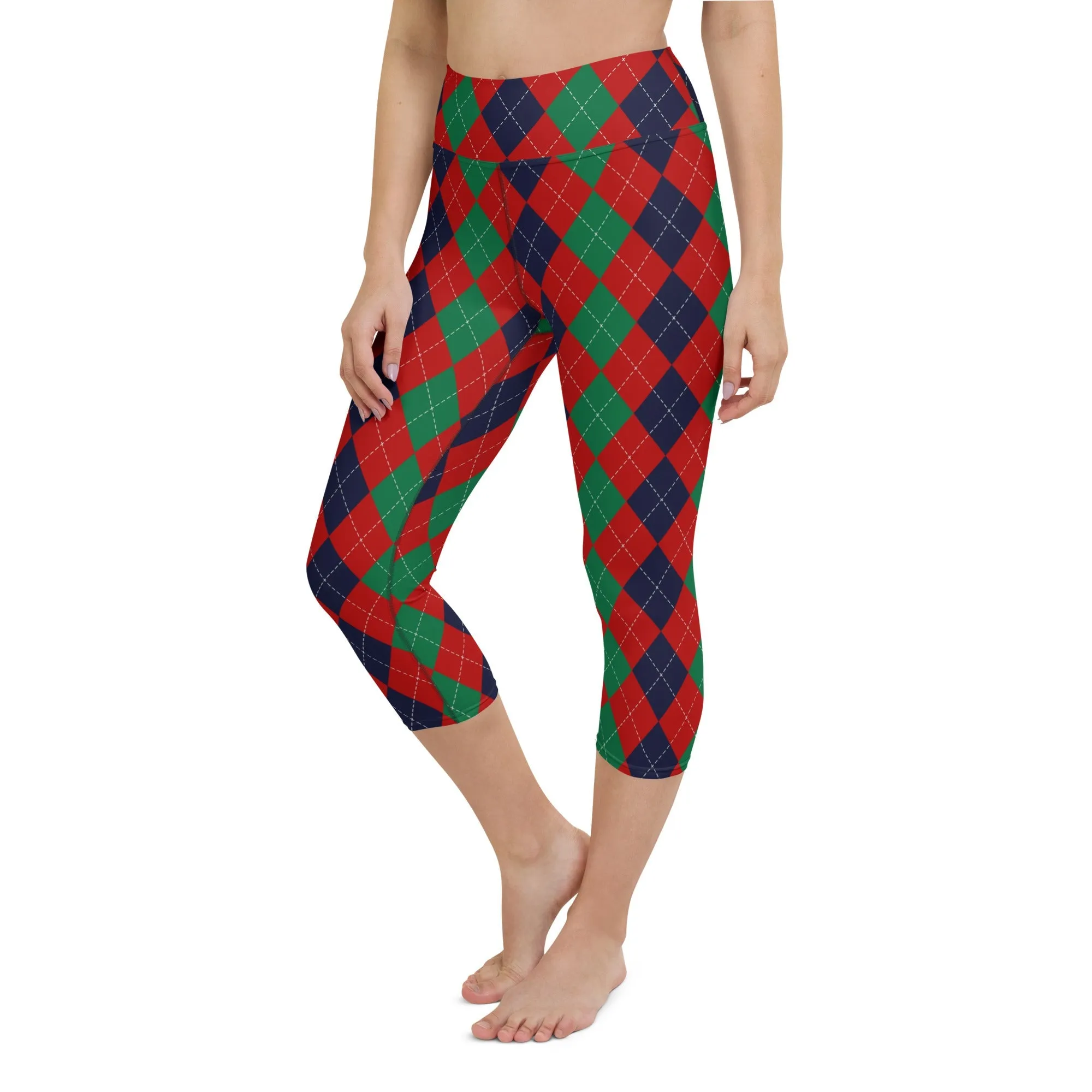 Christmas Argyle Yoga Capris