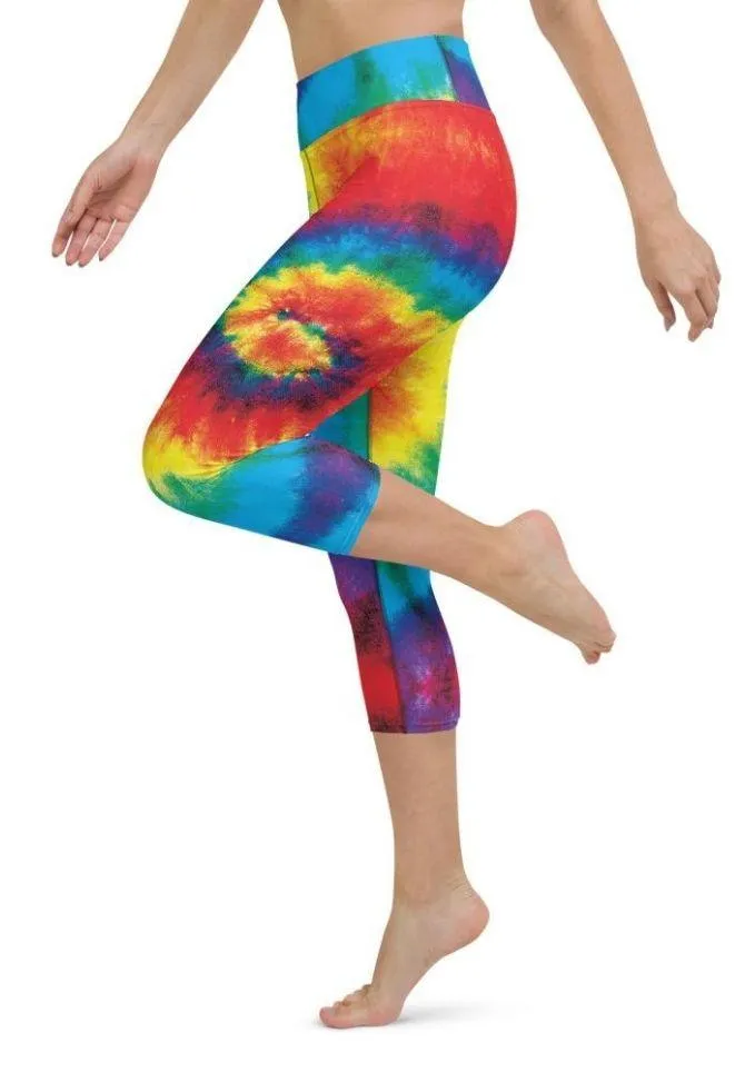 Colorful Supernova Tie Dye Yoga Capris