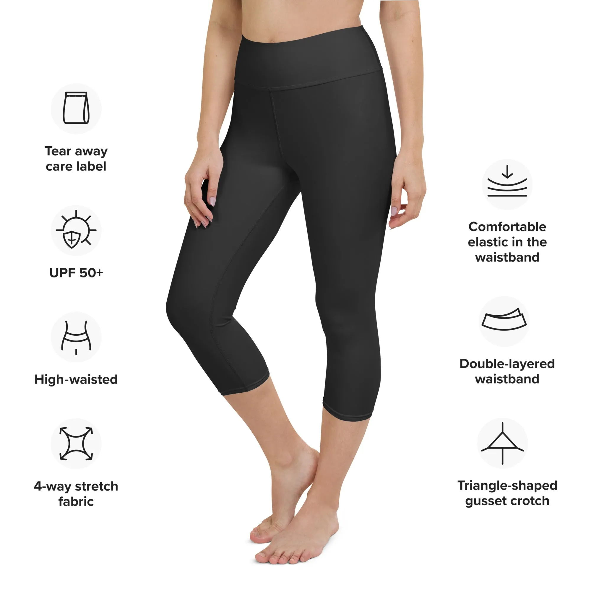 Dark Charcoal Black Yoga Capris