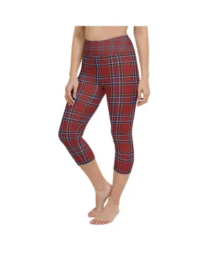 Deep Red Tartan Yoga Capris