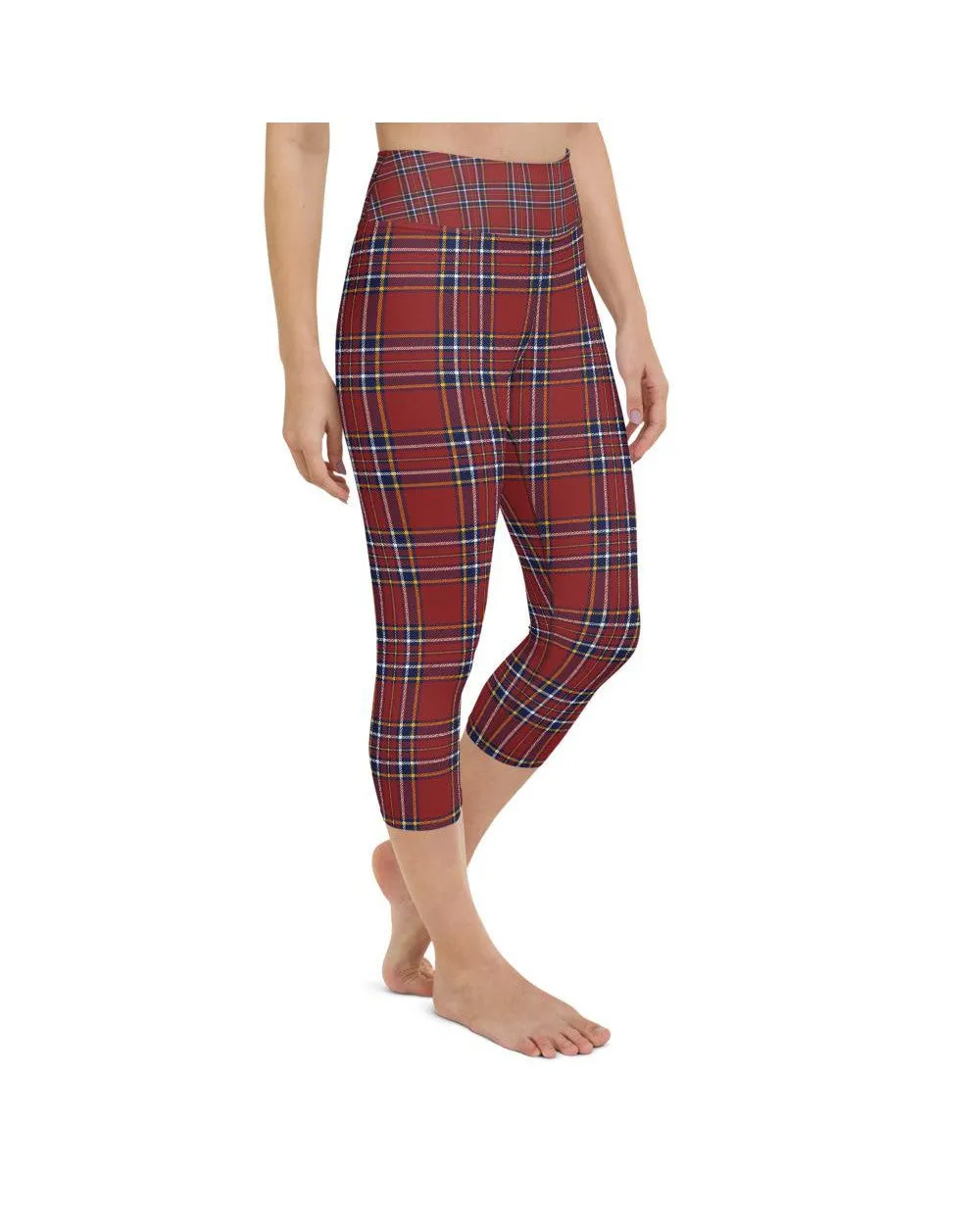 Deep Red Tartan Yoga Capris