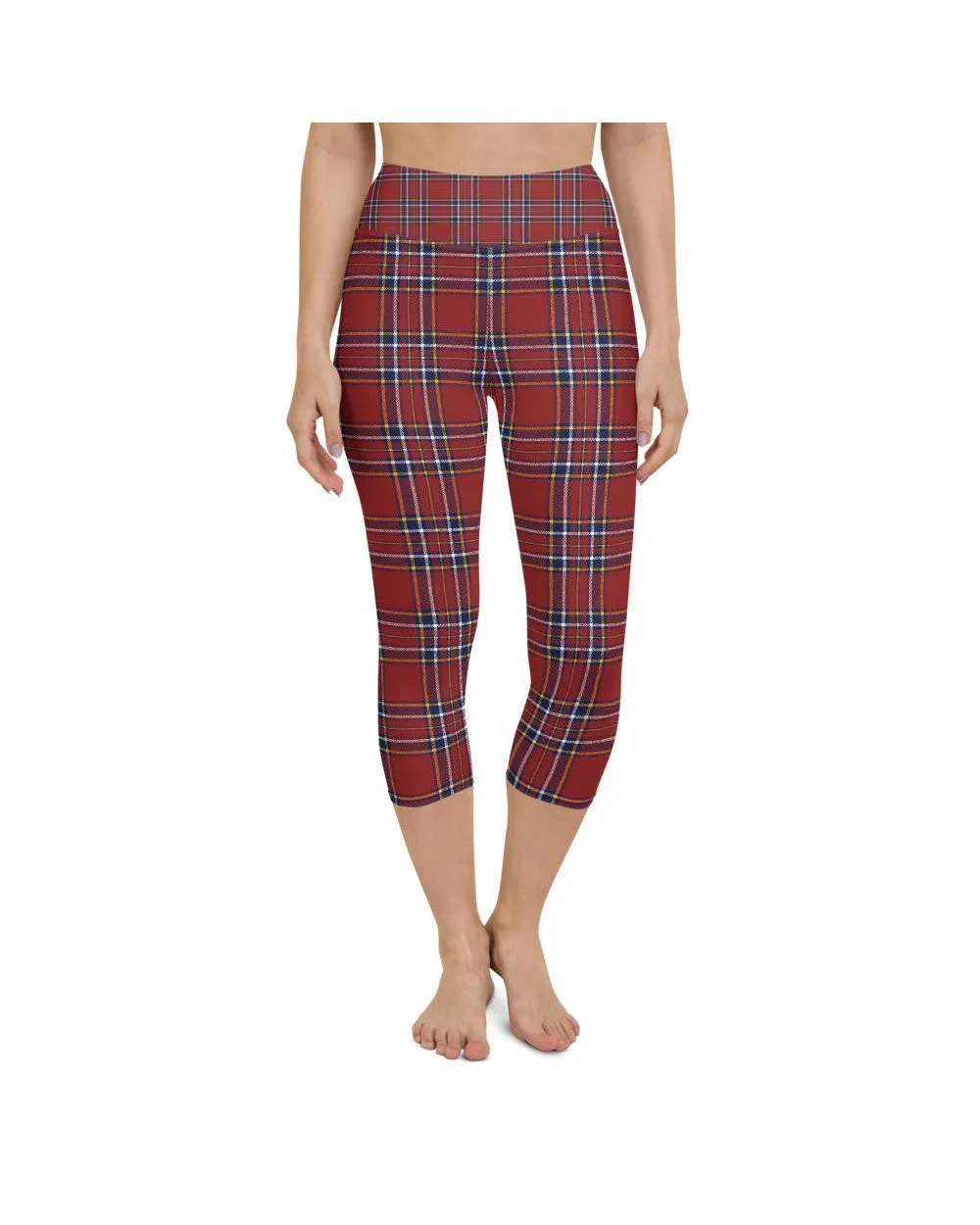 Deep Red Tartan Yoga Capris