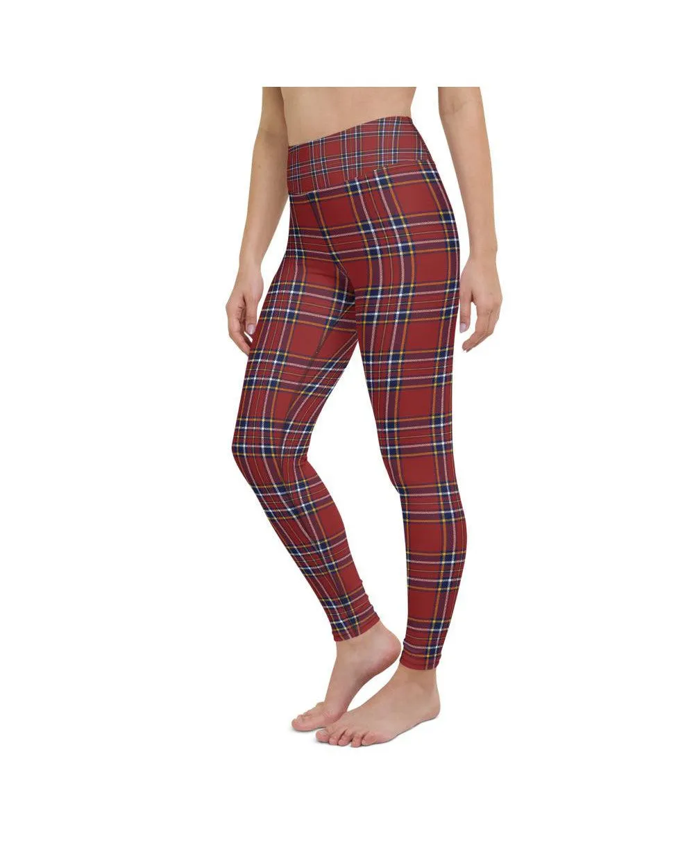 Deep Red Tartan Yoga Pants