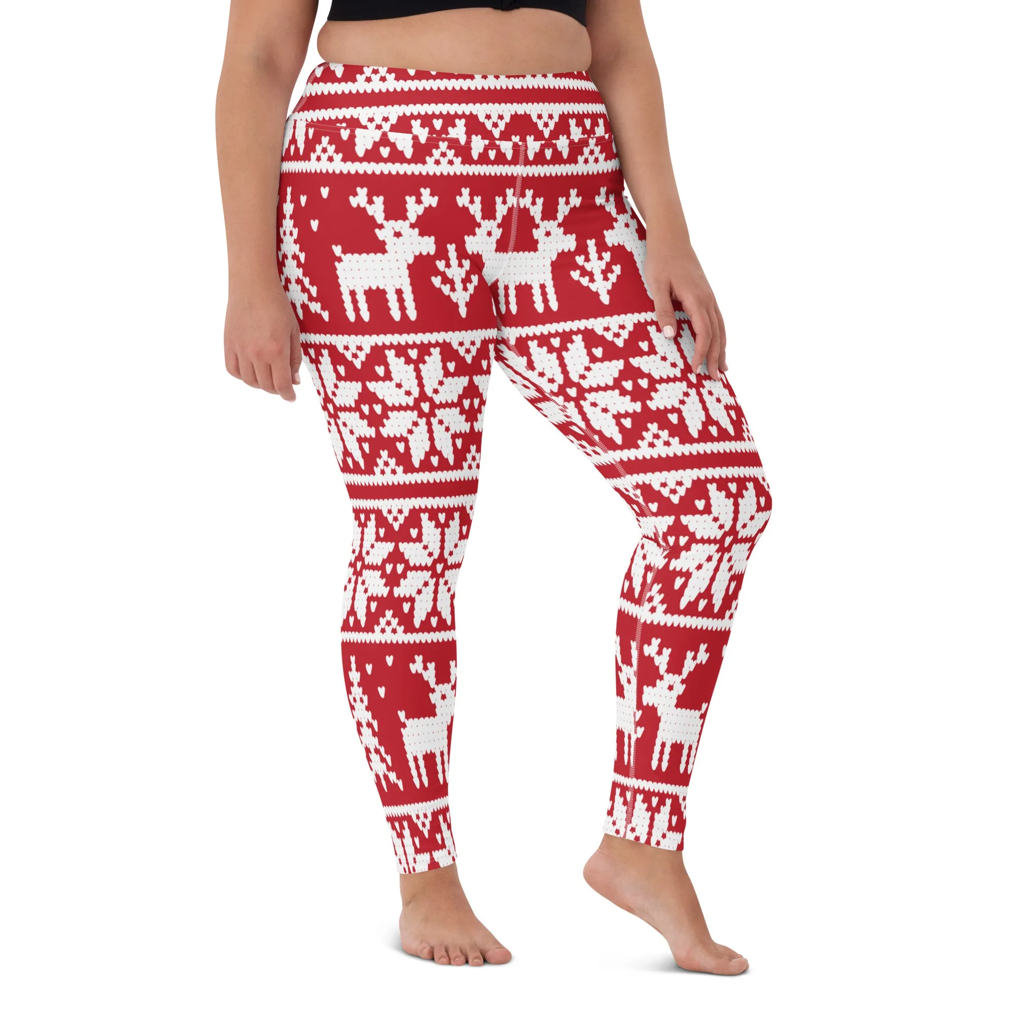 Digital Deer Christmas Yoga Leggings