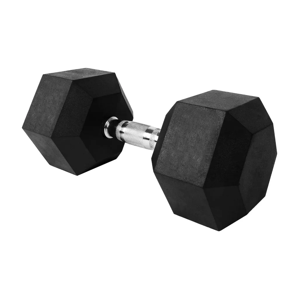 Durable 27.5kg Hex Rubber Dumbbells with Chrome Grip - Verpeak