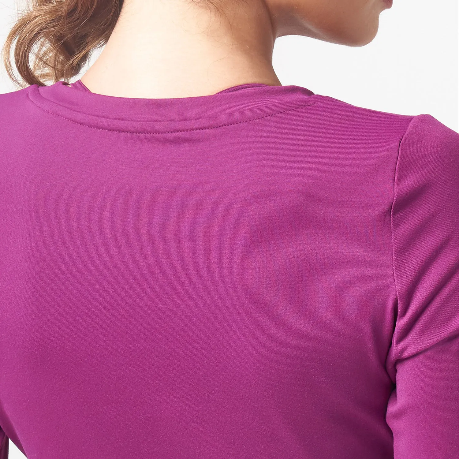 Essential Full Sleeves Crop Top - Dark Purple