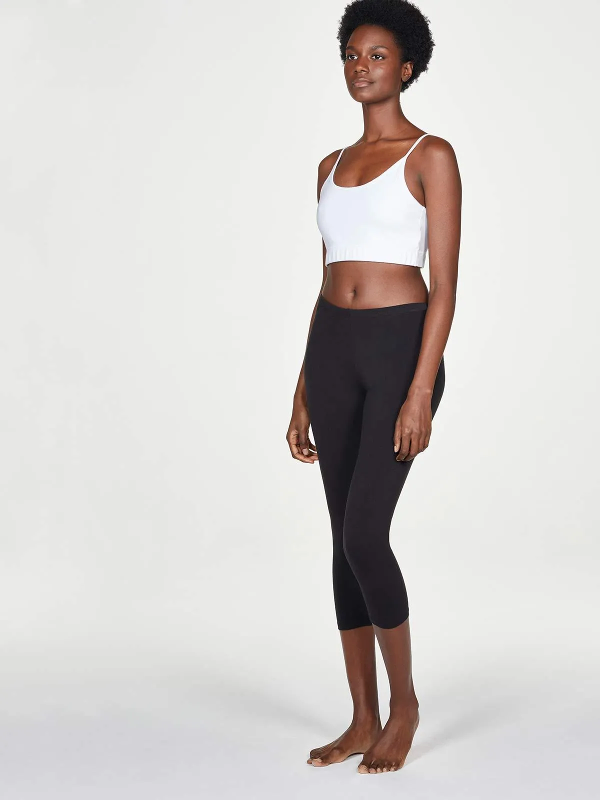 Essential Organic Cotton Cropped Leggings - Black