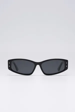 Fangyan | Wraparound Black Acetate Sunglasses