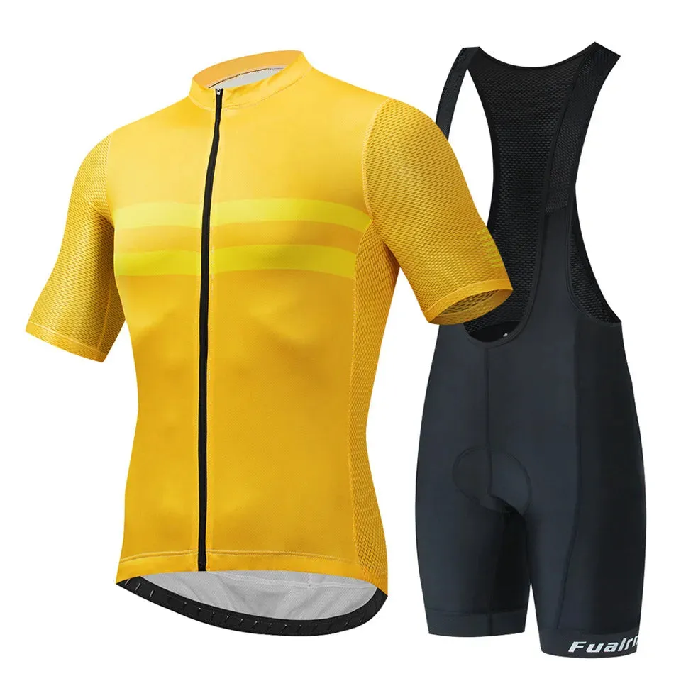 FUALRNY Cycling Jersey Set Men Summer Outdoor Sport Cycling Clothing Quick Dry Bike Clothes Breathable MTB Bicycle Cycling Suit