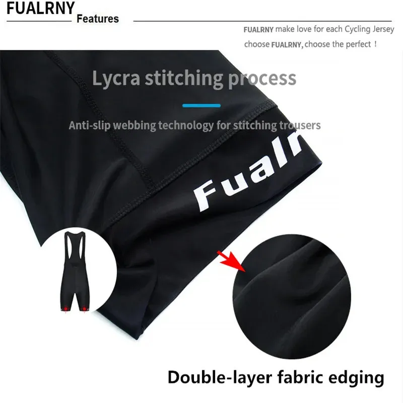 Fualrny Whole Black Bicycle Bib Shorts Men Outdoor Wear Bike Cycling 4D Coolmax Gel Padded Riding Bib Shorts Cycling Bib Shorts