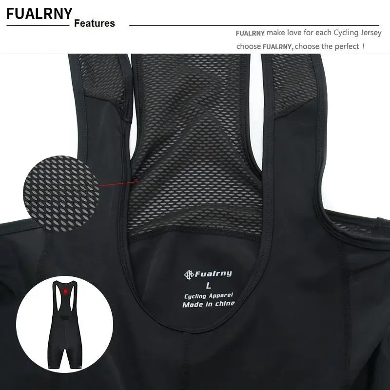 Fualrny Whole Black Bicycle Bib Shorts Men Outdoor Wear Bike Cycling 4D Coolmax Gel Padded Riding Bib Shorts Cycling Bib Shorts