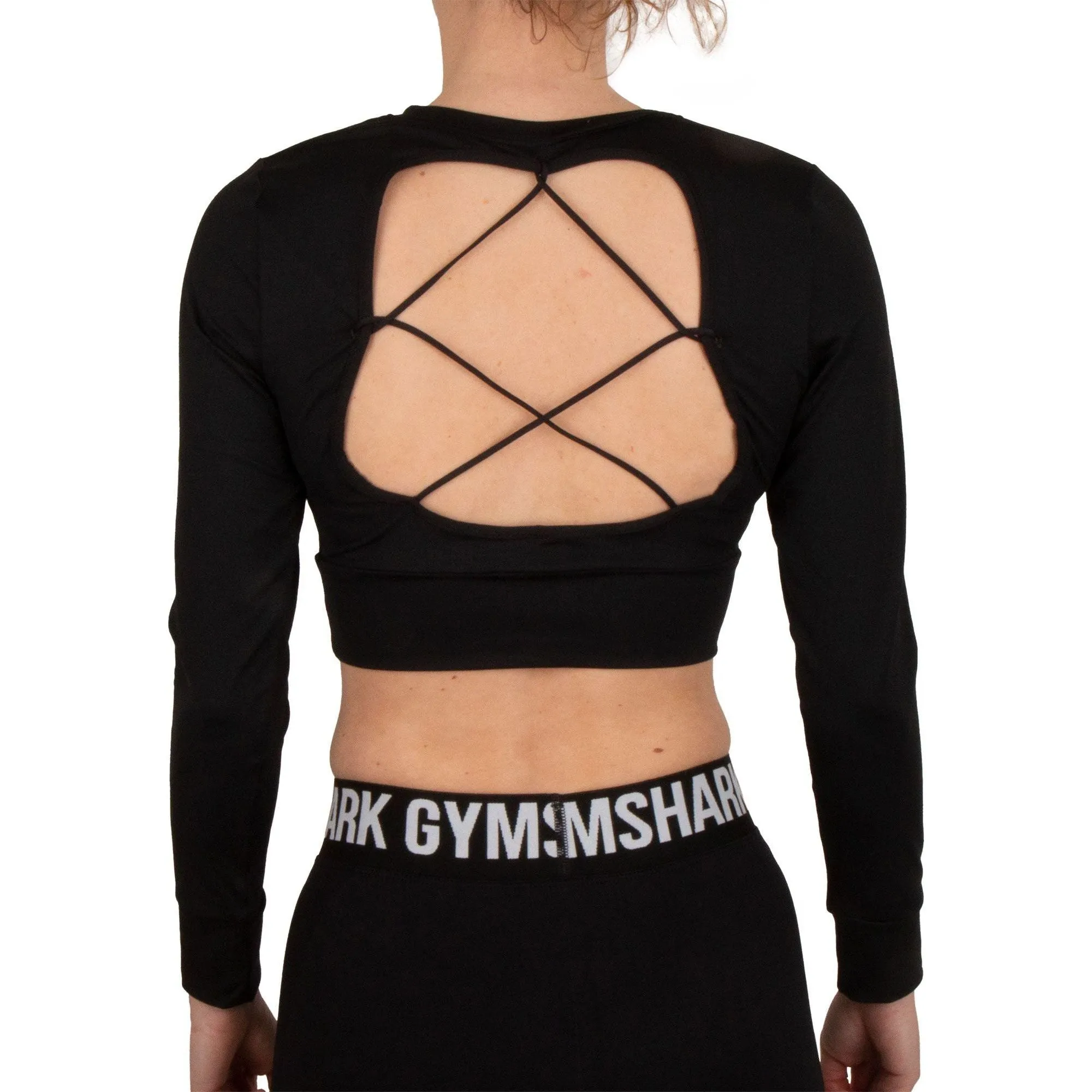 Gymshark Pause Strappy Long Sleeve Womens Crop Top - Black