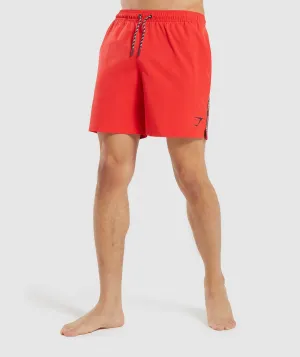 Gymshark Taped Swim Shorts - Red