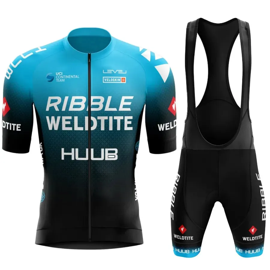 HUUB  Team Cycling Jersey Bib shorts Set 2023 Mens Mountain Bicycle Clothing Short Sleeve Suit Sports MTB Bike Training Uniform