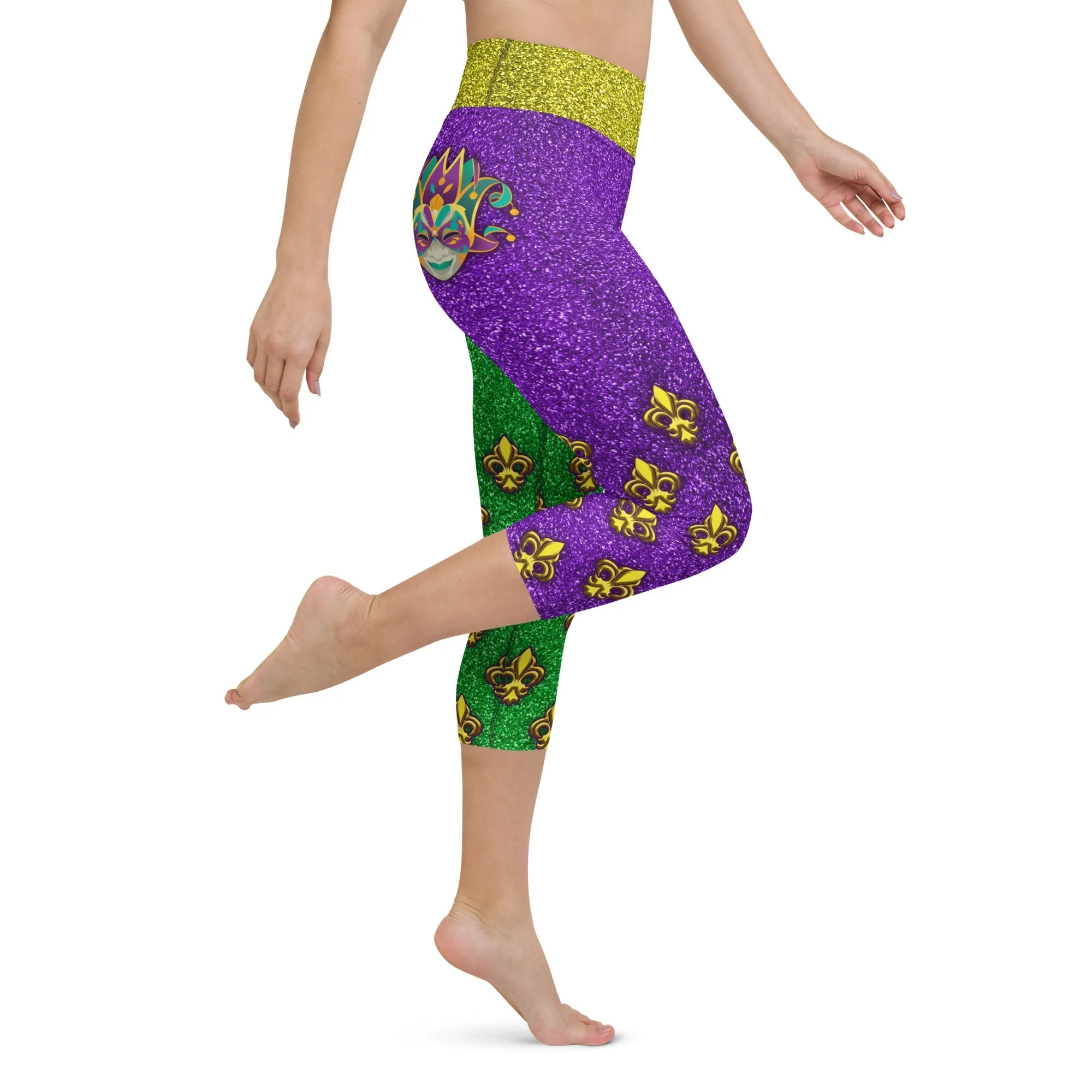 Mardi Gras Mask Yoga Capris