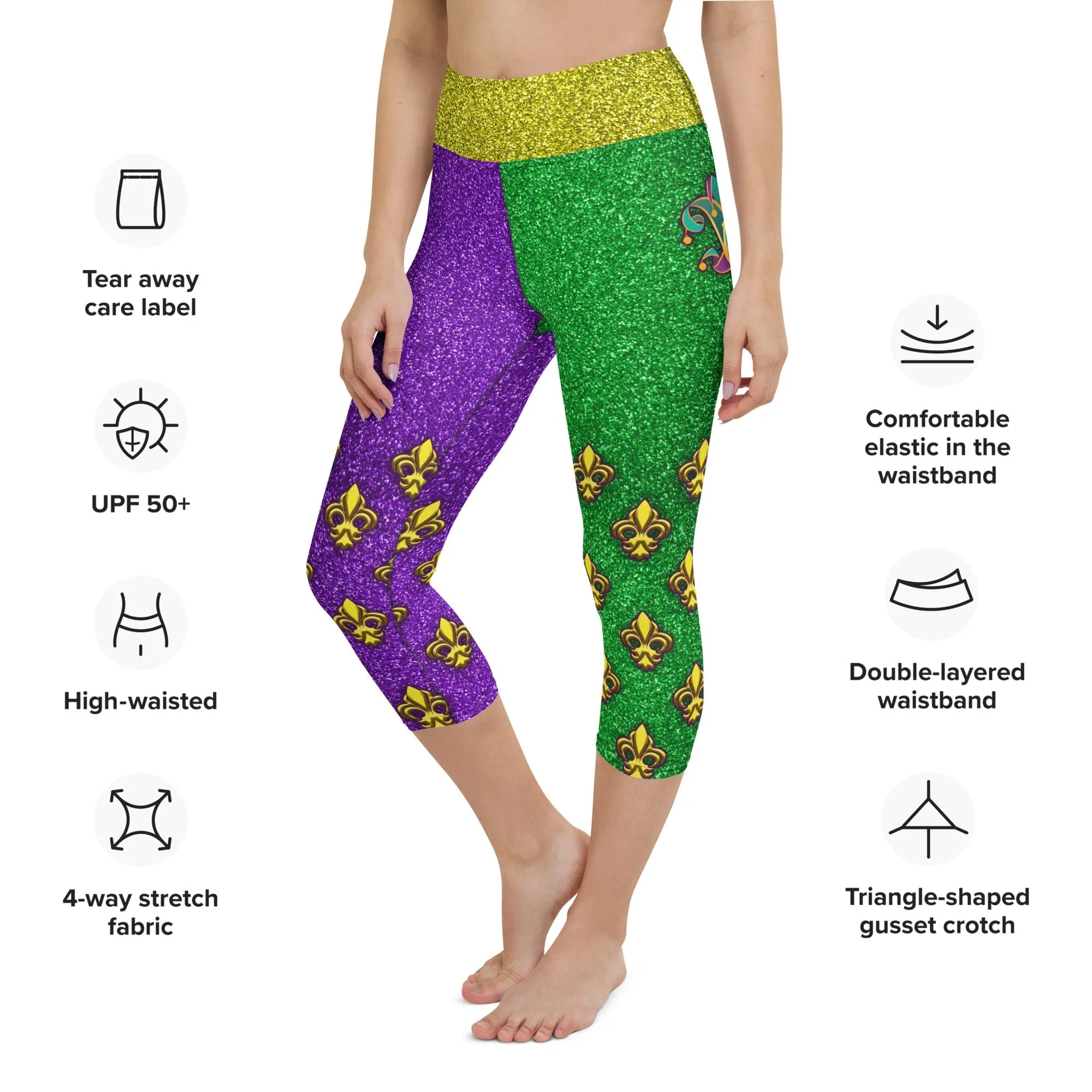 Mardi Gras Mask Yoga Capris