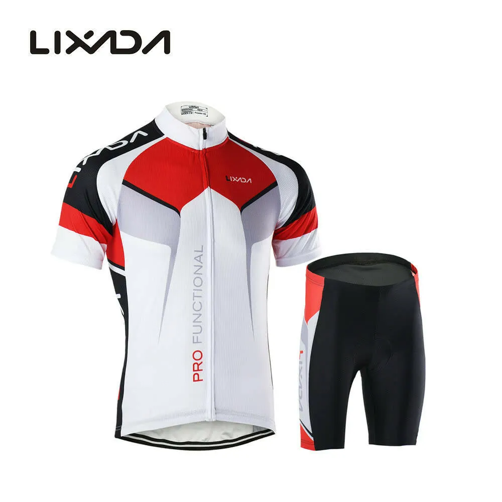 Men Breathable Quick Dry Comfortable Short Sleeve Jersey   Padded Shorts Cycling Clothing Set Riding Sportswear