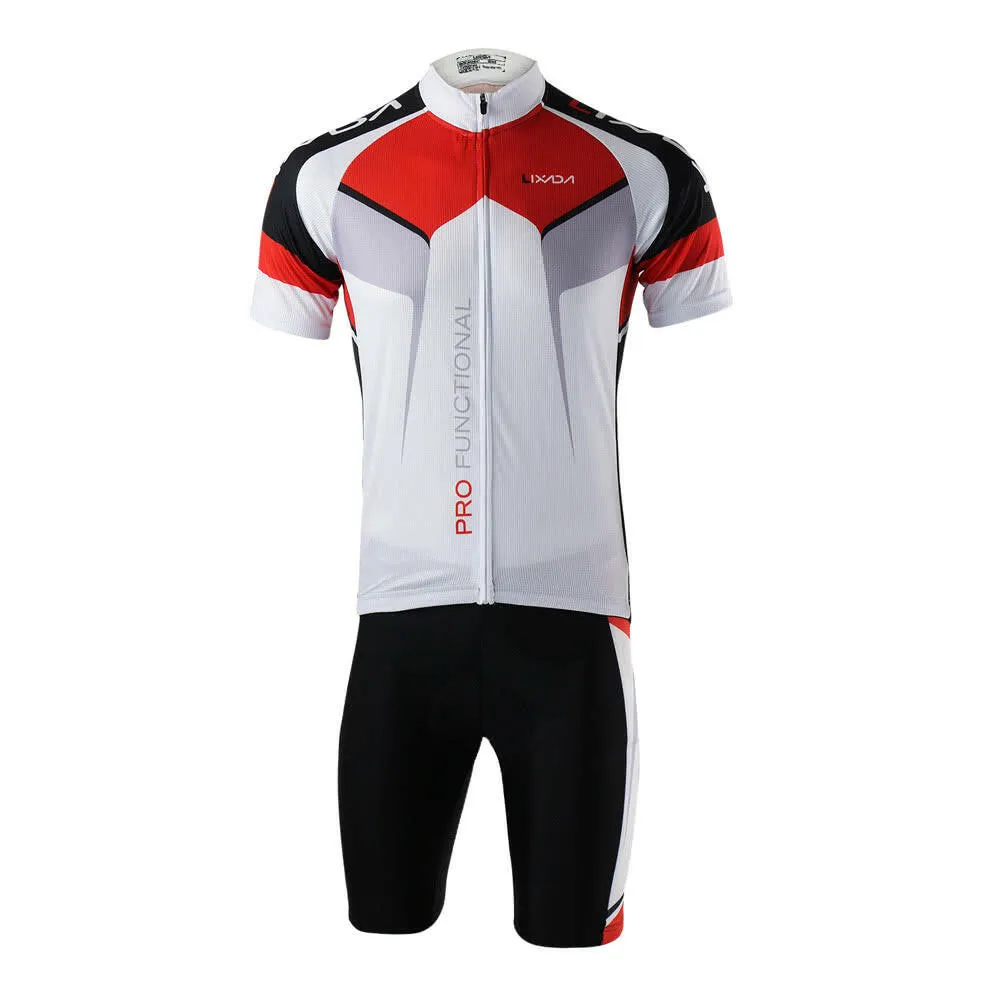 Men Breathable Quick Dry Comfortable Short Sleeve Jersey   Padded Shorts Cycling Clothing Set Riding Sportswear