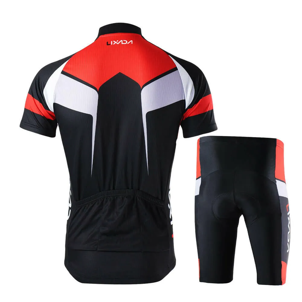 Men Breathable Quick Dry Comfortable Short Sleeve Jersey   Padded Shorts Cycling Clothing Set Riding Sportswear