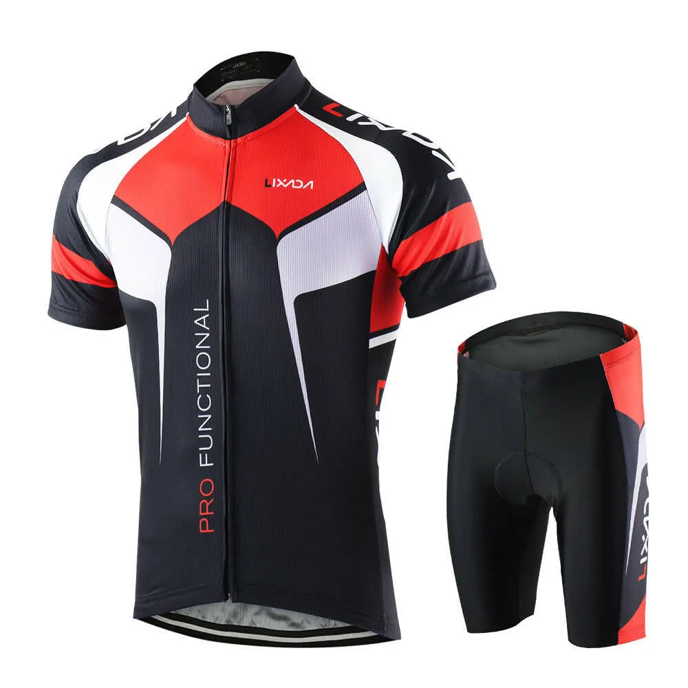 Men Breathable Quick Dry Comfortable Short Sleeve Jersey   Padded Shorts Cycling Clothing Set Riding Sportswear