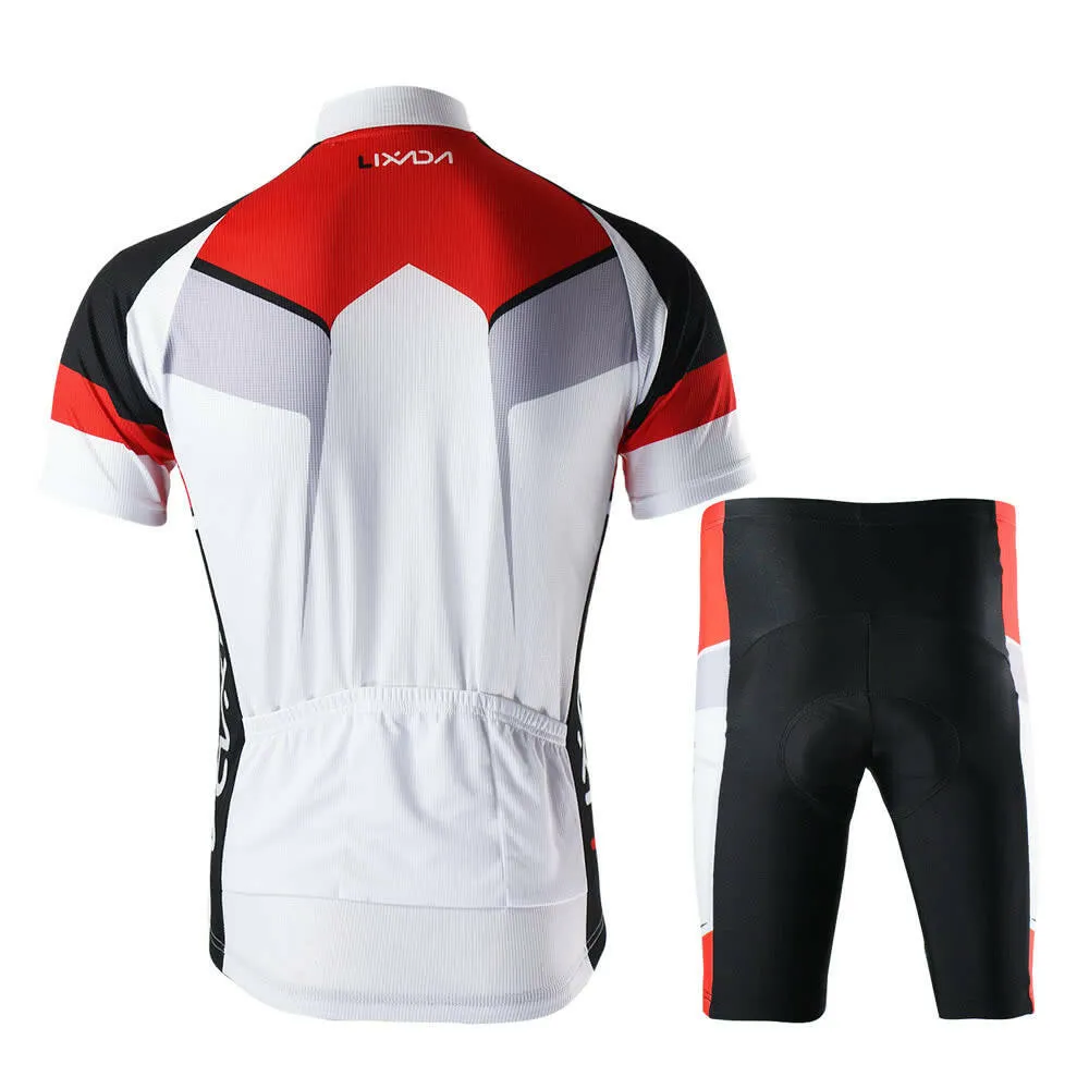 Men Breathable Quick Dry Comfortable Short Sleeve Jersey   Padded Shorts Cycling Clothing Set Riding Sportswear