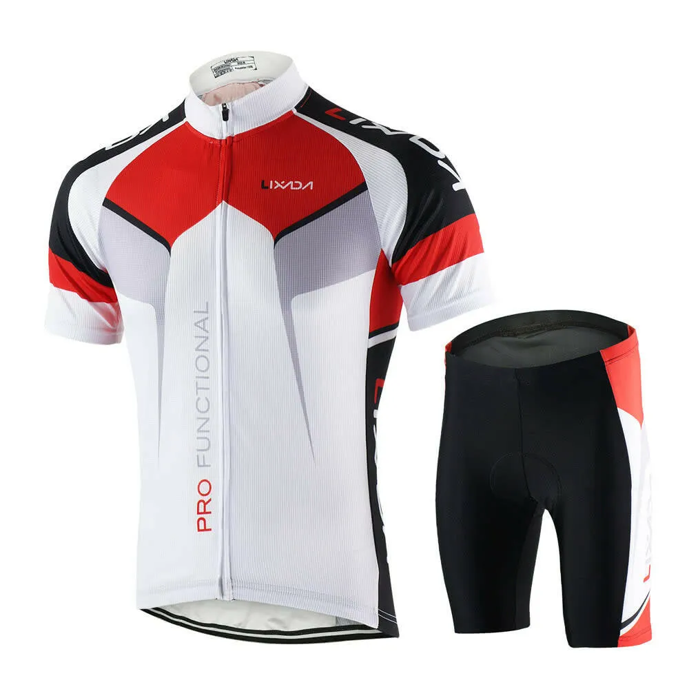 Men Breathable Quick Dry Comfortable Short Sleeve Jersey   Padded Shorts Cycling Clothing Set Riding Sportswear