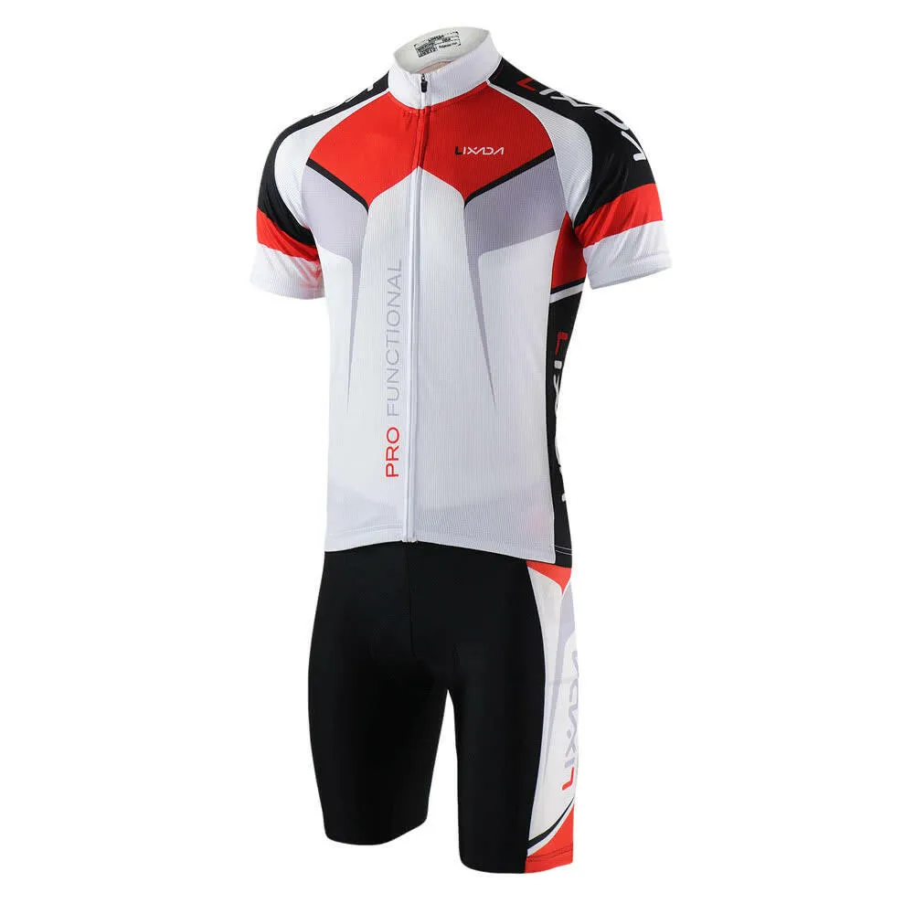 Men Breathable Quick Dry Comfortable Short Sleeve Jersey   Padded Shorts Cycling Clothing Set Riding Sportswear