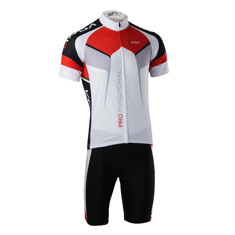 Men Breathable Quick Dry Comfortable Short Sleeve Jersey   Padded Shorts Cycling Clothing Set Riding Sportswear