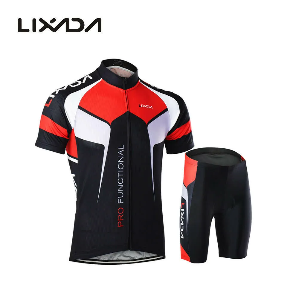 Men Breathable Quick Dry Comfortable Short Sleeve Jersey   Padded Shorts Cycling Clothing Set Riding Sportswear