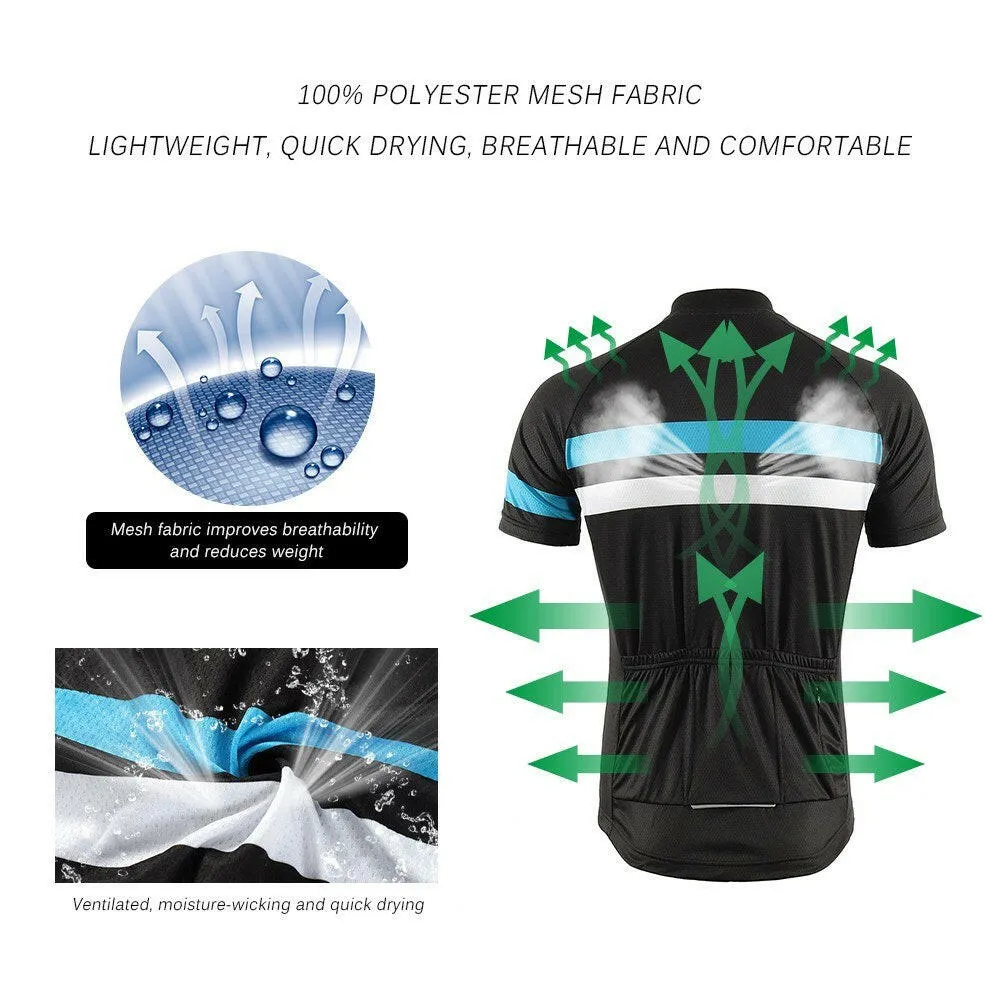 Men Short Sleeve Cycling Jersey Quick Dry Breathable Outdoor Sports Bike Riding Running Shirt