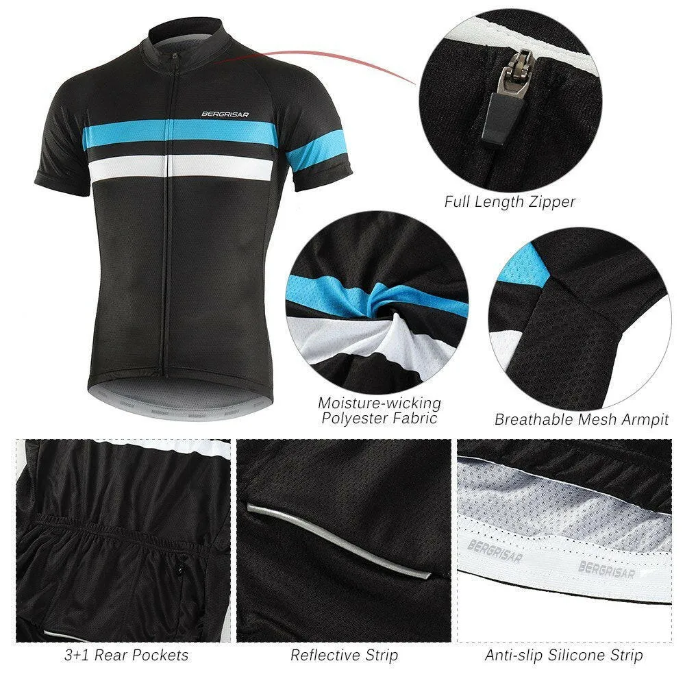 Men Short Sleeve Cycling Jersey Quick Dry Breathable Outdoor Sports Bike Riding Running Shirt