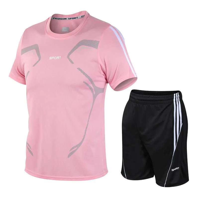 Men's Breathable Activewear Set - Moisture-Wicking T-Shirt & Quick-Dry Shorts