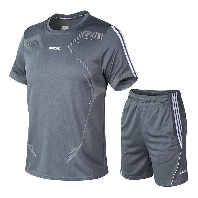 Men's Breathable Activewear Set - Moisture-Wicking T-Shirt & Quick-Dry Shorts