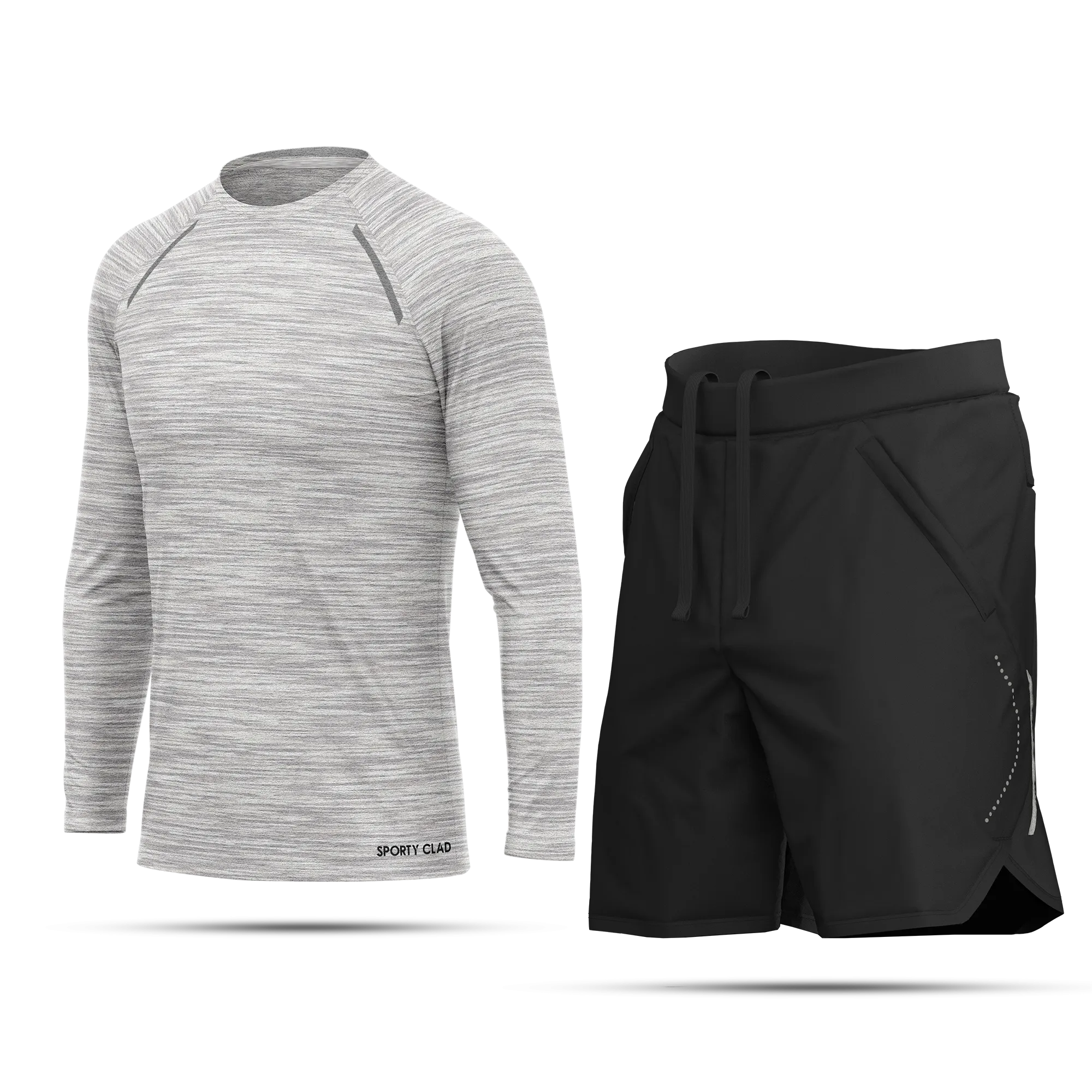 Men's White Long Sleeve T-Shirt, Sports Shorts & Socks Set