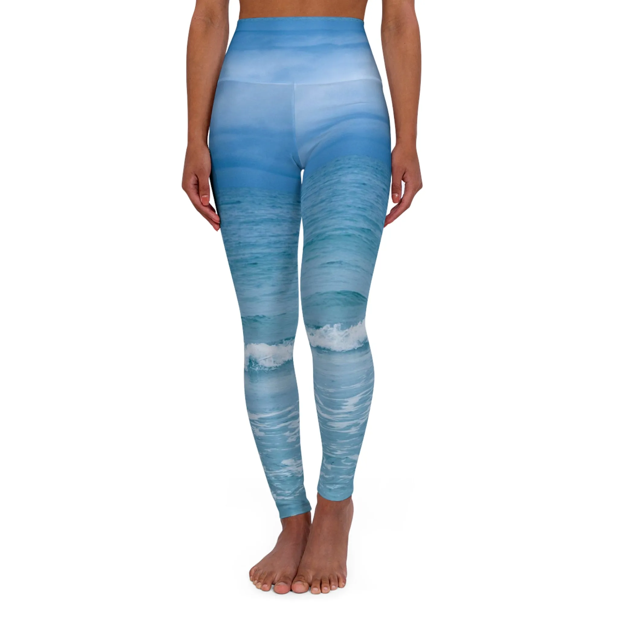 Paradise Blue Garden - High Waisted Yoga Pants Skinny Fit Yoga Leggings Athleisure Wardrobe Leggings Yoga Leggings  All-over Print Leggings