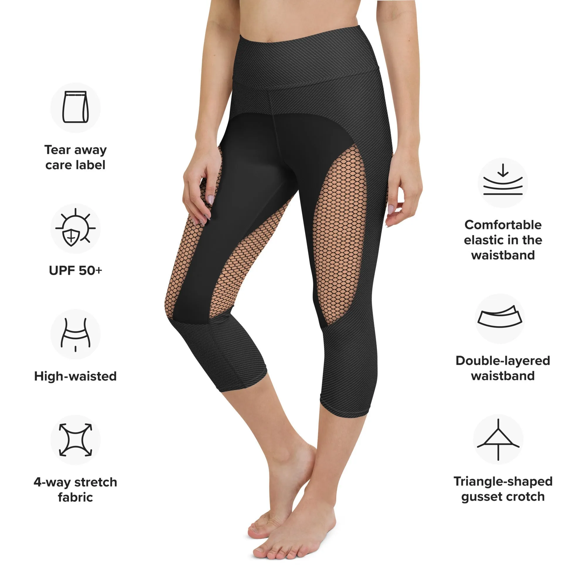 Pin Up Mesh Print Yoga Capris