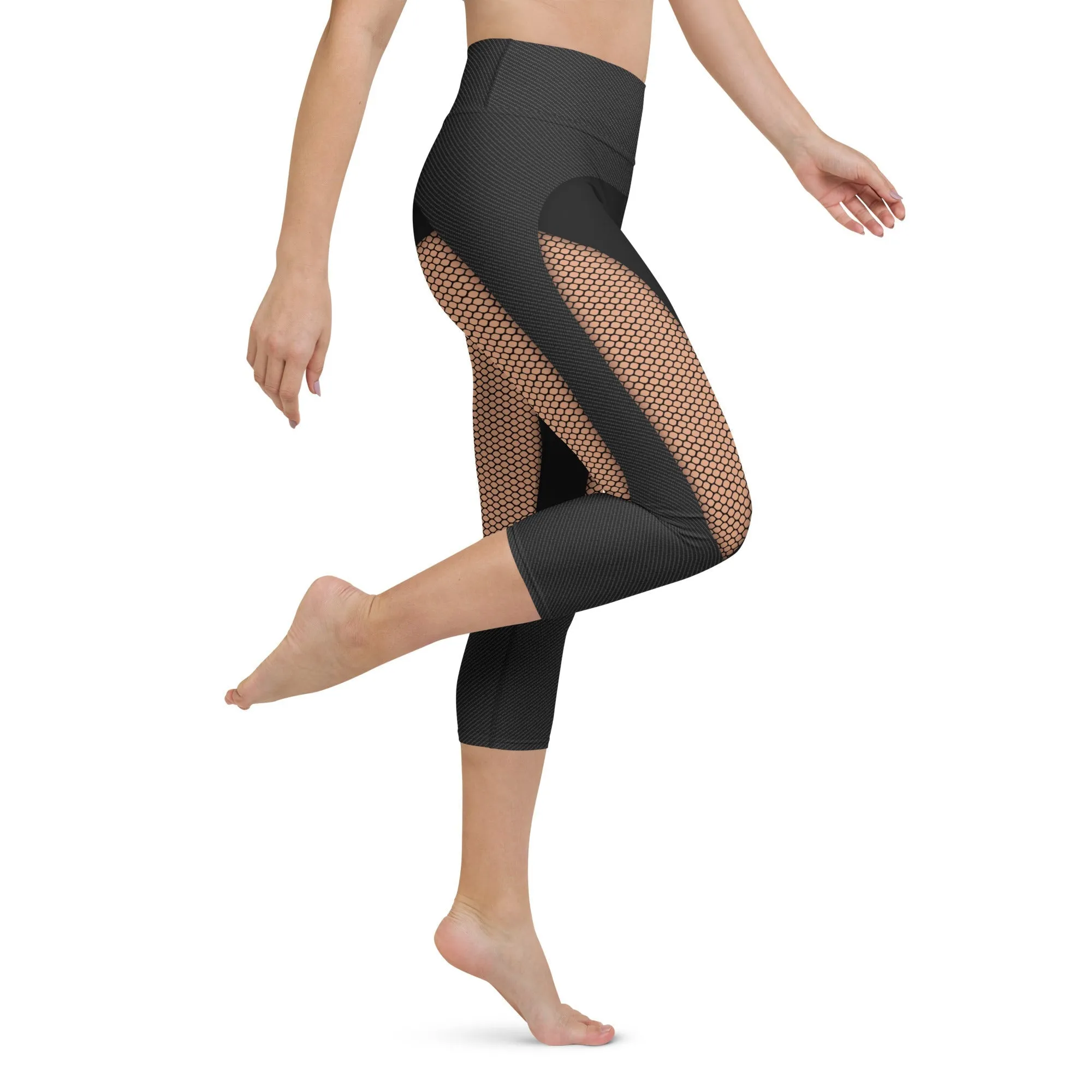 Pin Up Mesh Print Yoga Capris