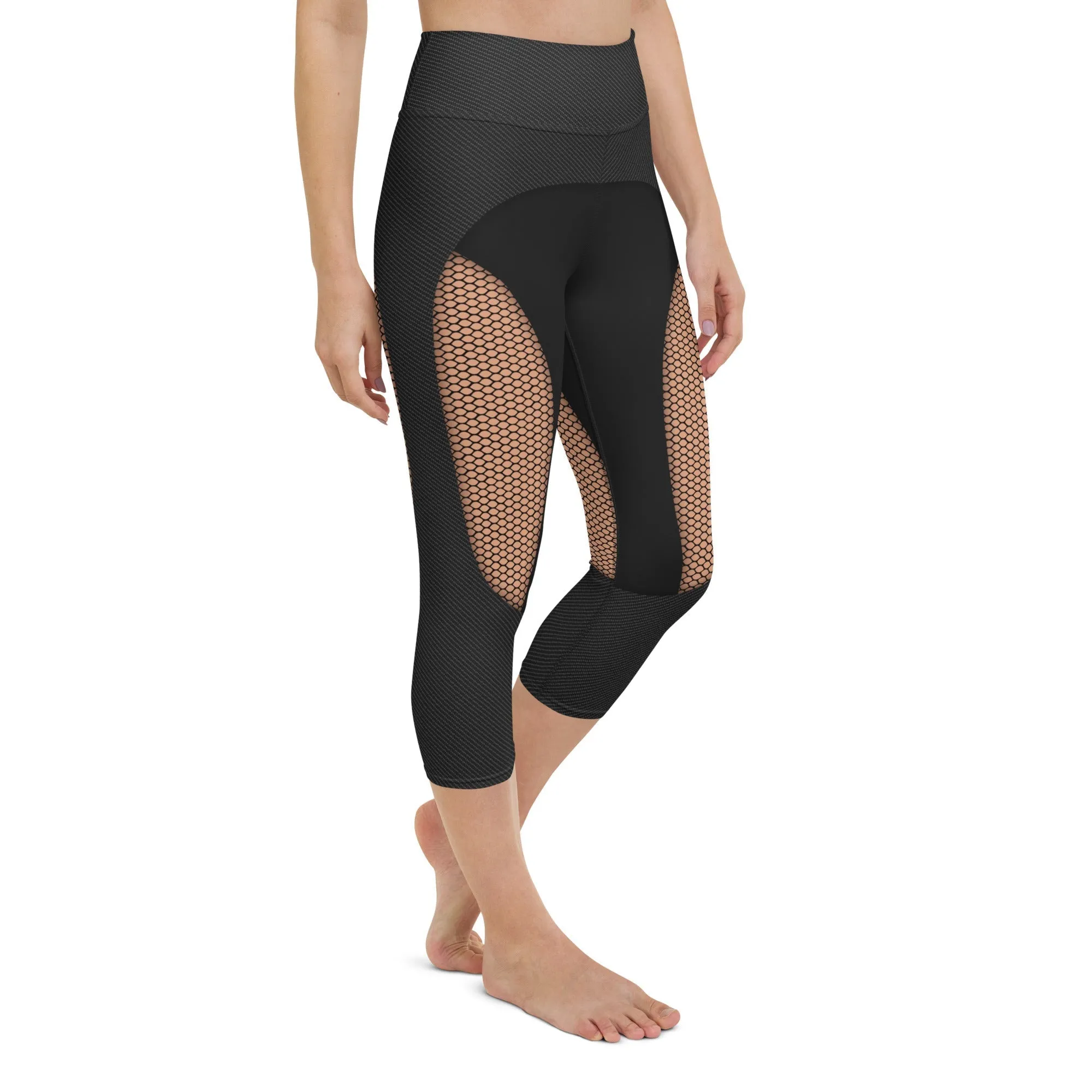 Pin Up Mesh Print Yoga Capris