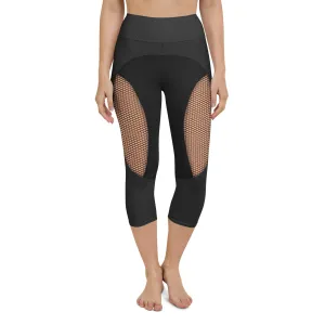 Pin Up Mesh Print Yoga Capris