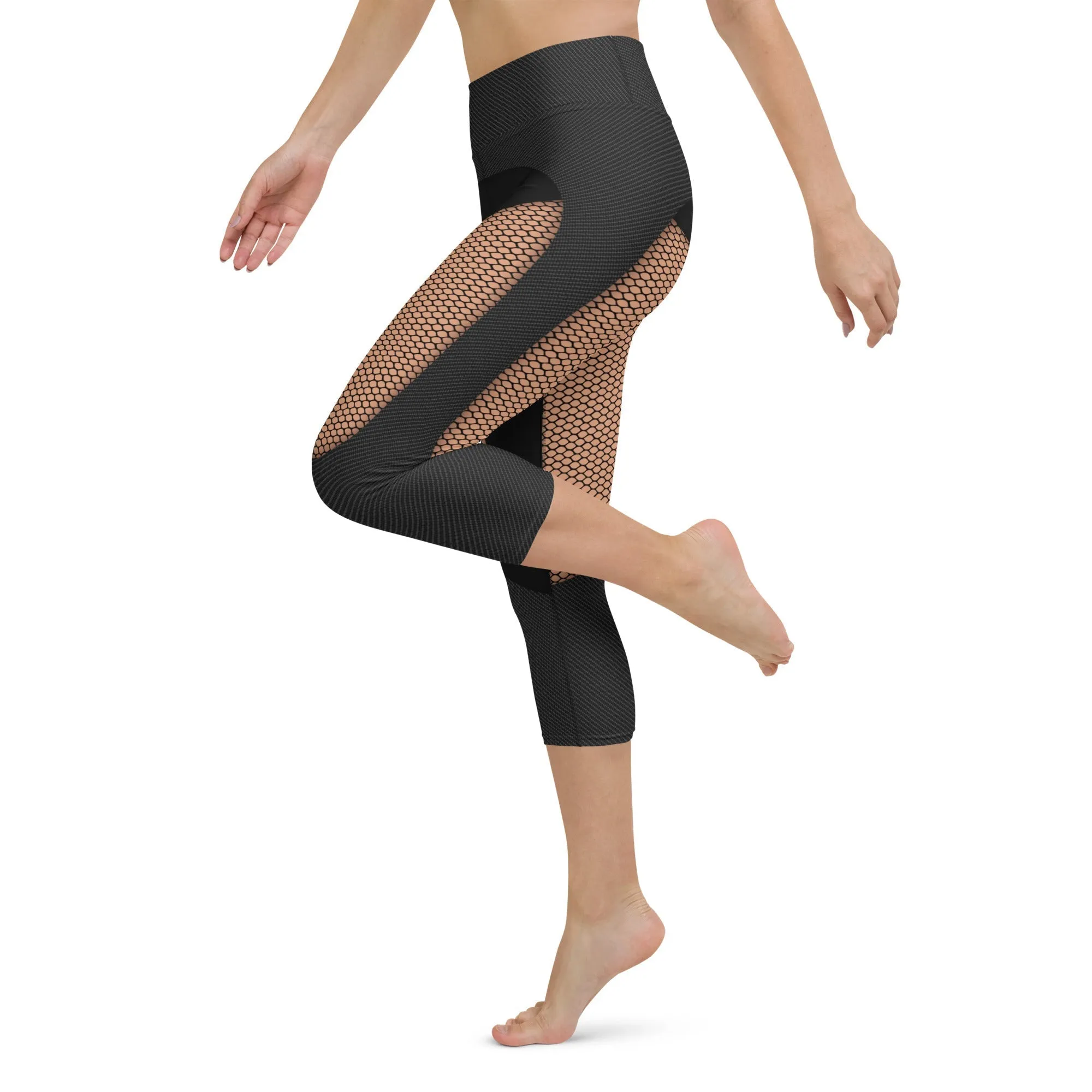 Pin Up Mesh Print Yoga Capris