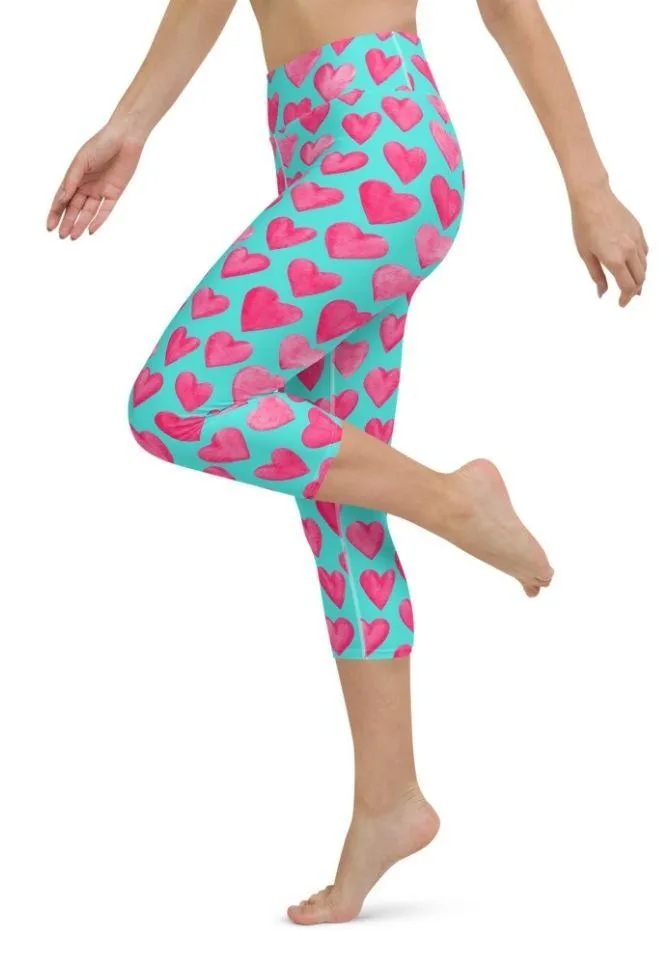 Pink Hearts Yoga Capris