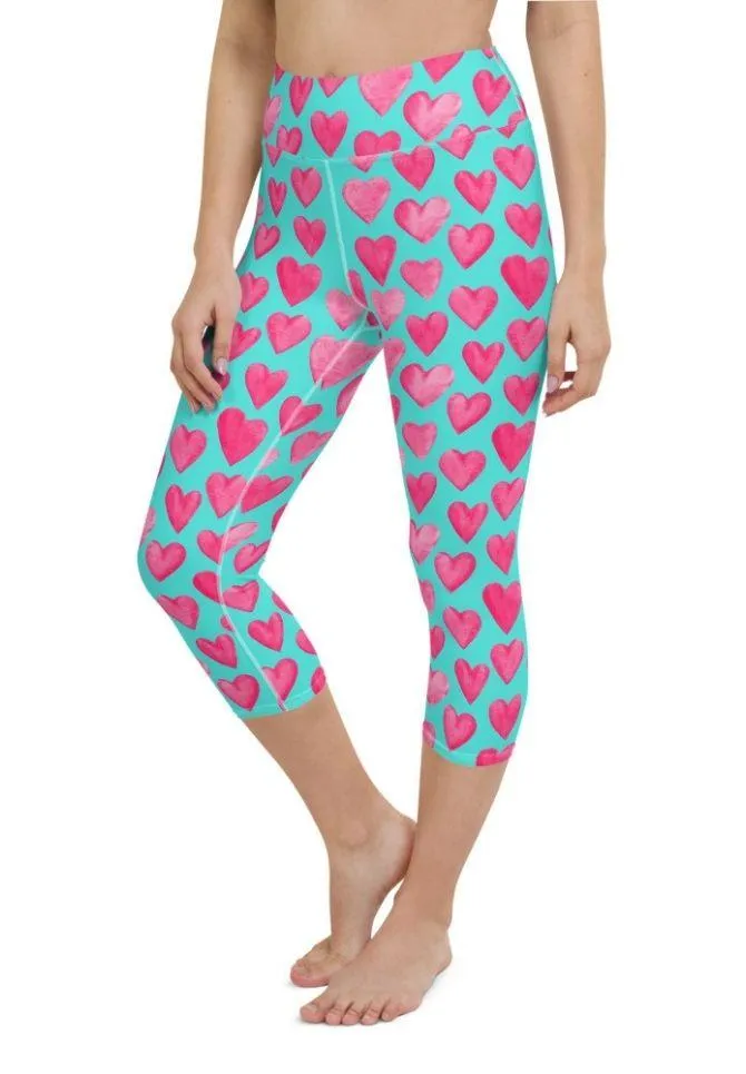 Pink Hearts Yoga Capris