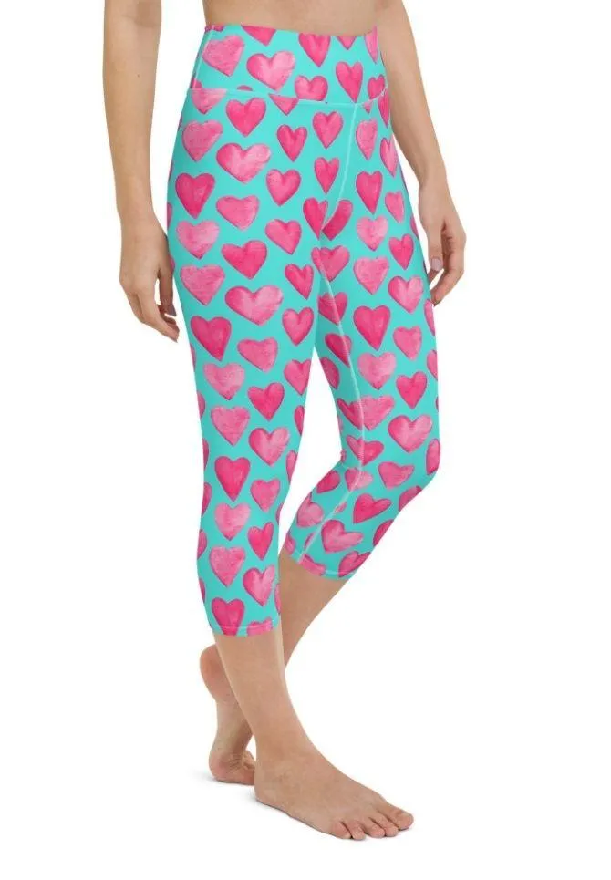 Pink Hearts Yoga Capris